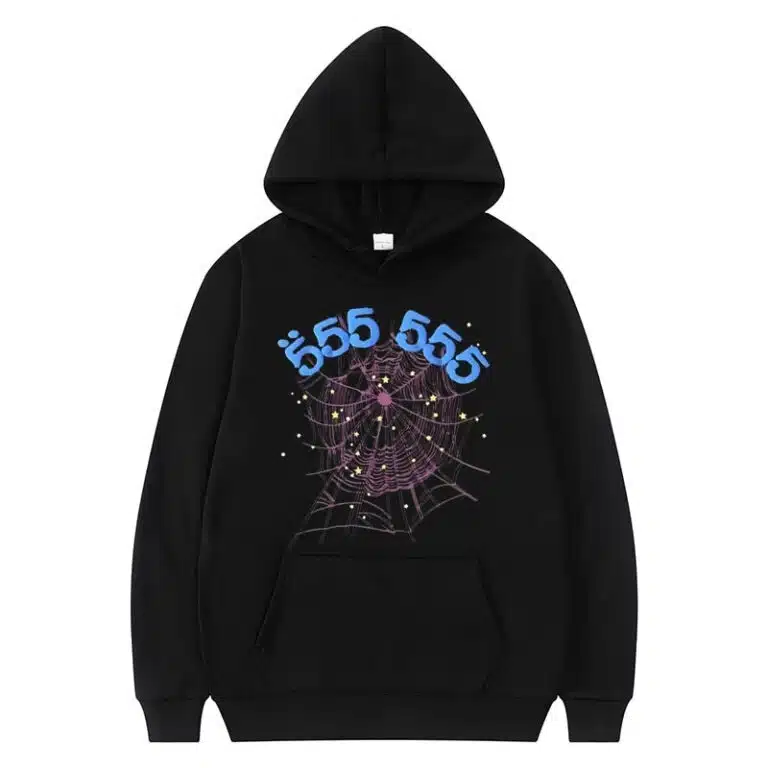 Sp5der 555555 Angel Number Men Black Hoodie Sp5der 555555 Angel Number Men Black Hoodie